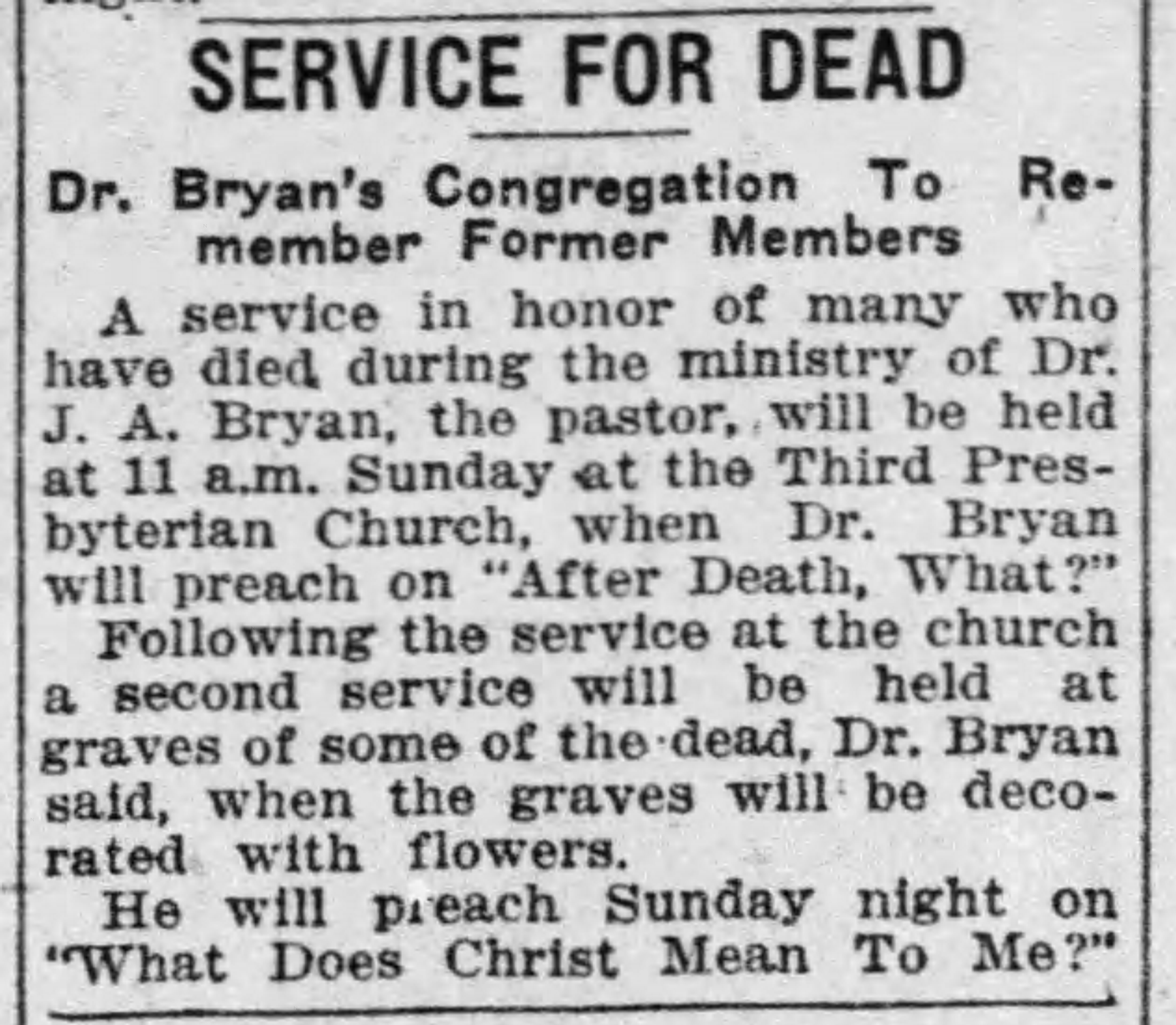 Service for Dead